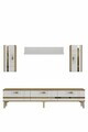 Comoda TV, Hanah Home, Ilay, 180x41x30 cm, Stejar Safir / Alb / Auriu