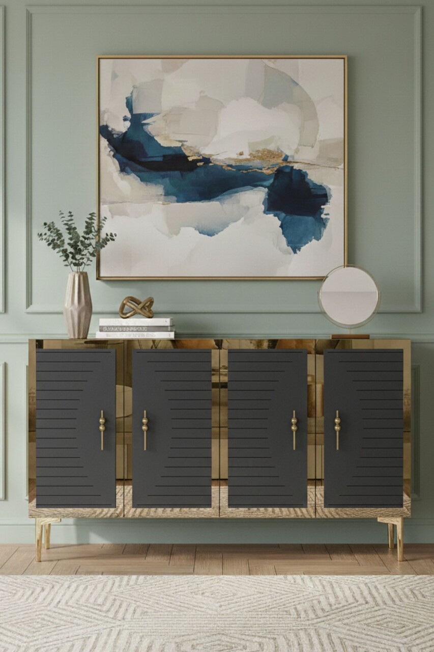 Consola, Hanah Home, Tuna 120, 120x75x32 cm, Antracit / Aur - view 2