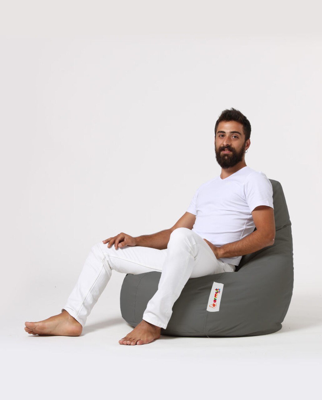 Fotoliu Puf, Bean Bag, Ferndale Drop L, 80 X 80 Cm, Poliester Impermeabil, Gri Fumuriu