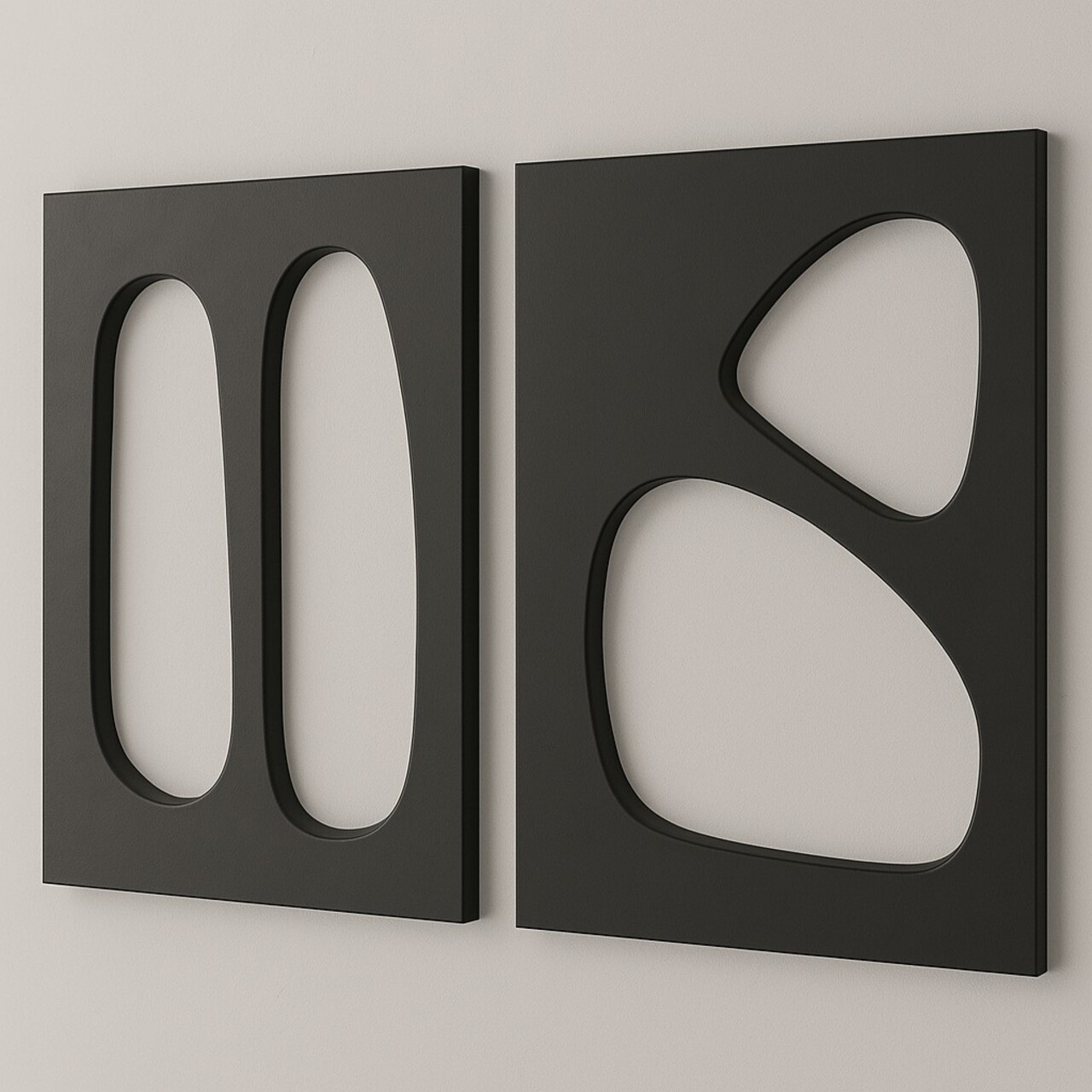 Tablou decorativ MDF (2 Pieces), Hhloyma00001, Grosime: 18 mm, Negru - view 2