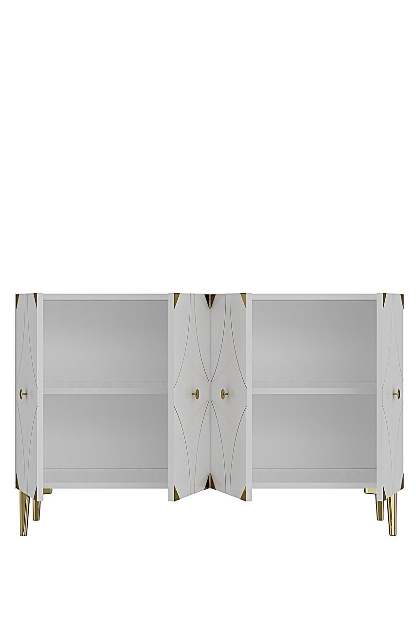 Consola, Hanah Home, Alfa 120, 120x75x32 cm, PAL, Alb/Auriu — imaginea 6