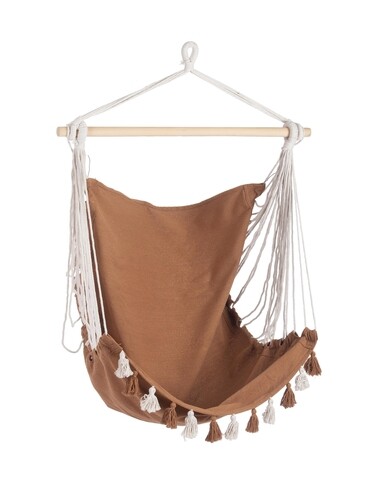Hamac tip scaun tassel, bizzotto, 100 x 130 cm, policoton/lemn de esenta tare, maro