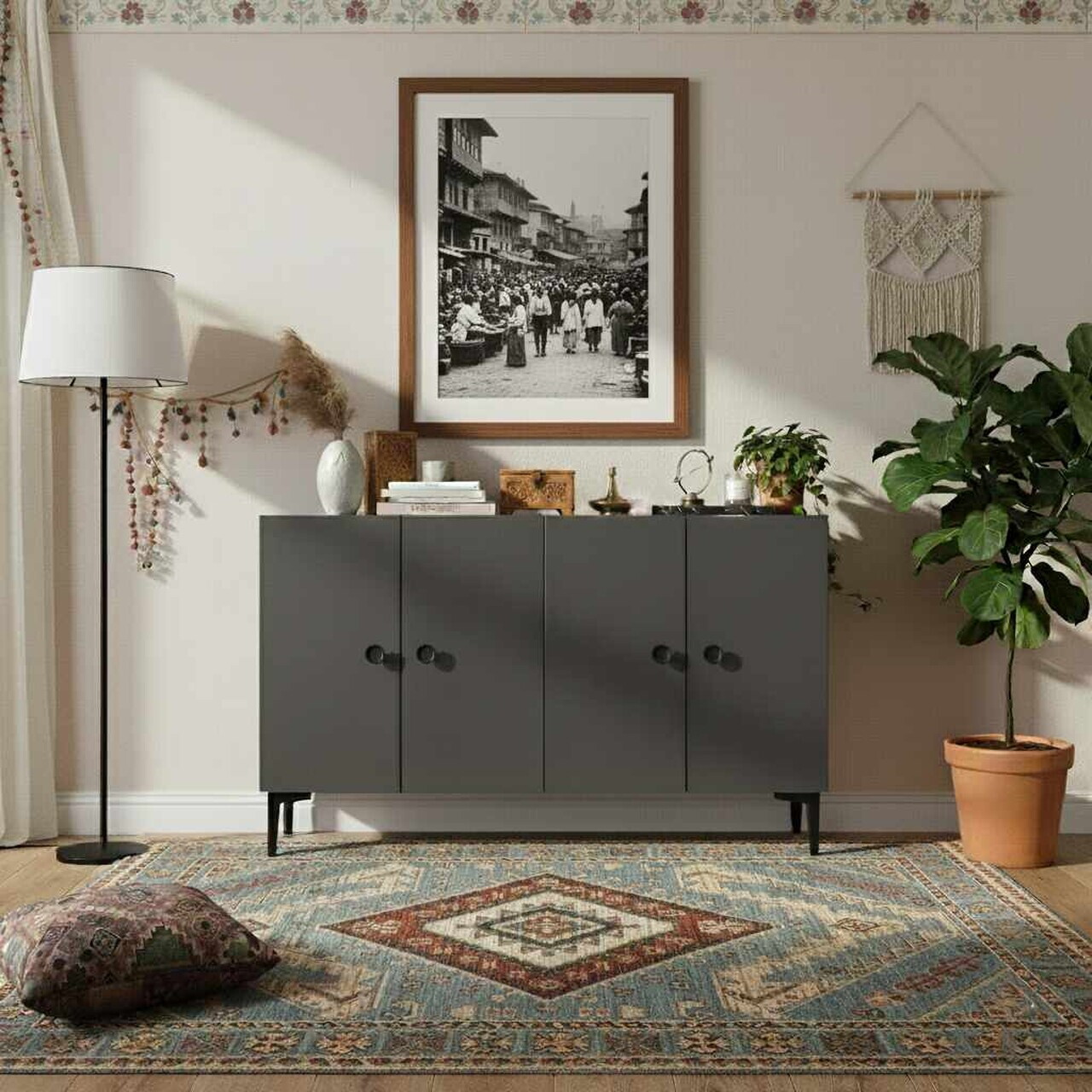 Consola, Hanah Home, Sherifa 120, 120x75x32 cm, Antracit — imaginea 2