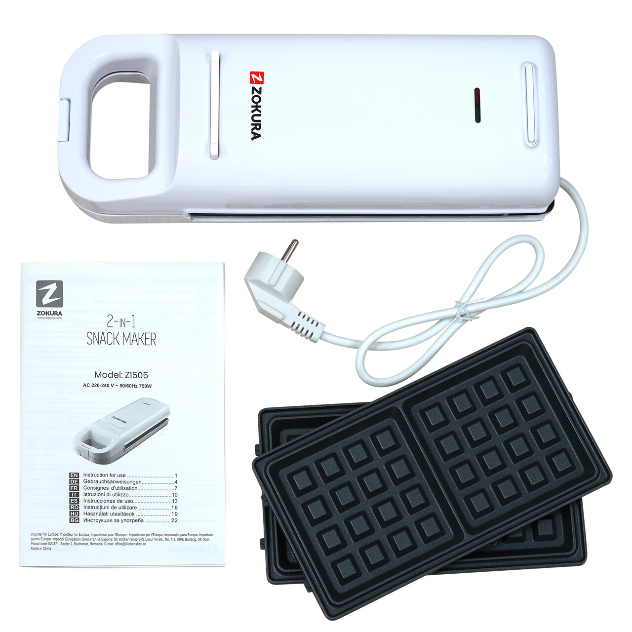 Sandwich-maker 2 in 1, 750W - Zokura - imagine 6