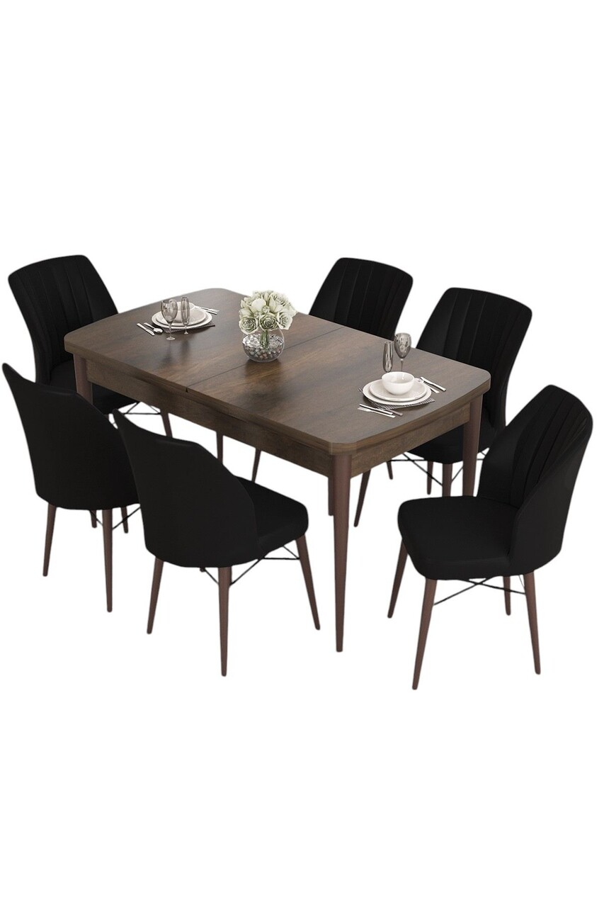 Set masa extensibila si scaune, Hanah Home, Eva, Baroc / Negru - view 2