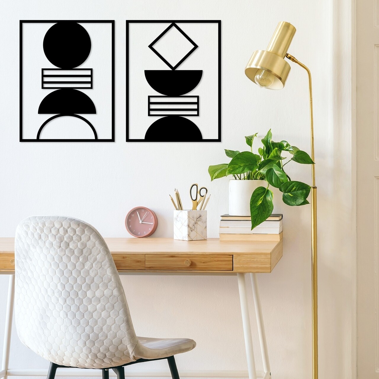 Set 2 decoratiuni de perete, Geometrical 2, Tanelorn, 86x52 cm, metal - 1 | YEO