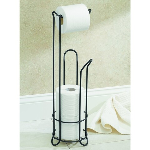 Suport pentru hartie igienica Classico, iDesign, Ø16.5x60.5 cm, otel, negru mat