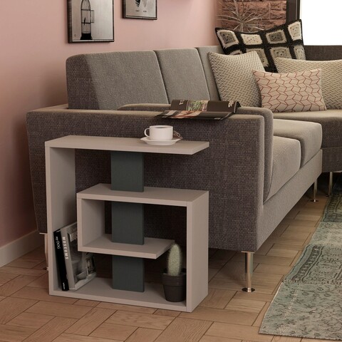Masuta, decortie, saly, 55x57x20 cm, mocha deschis / antracit