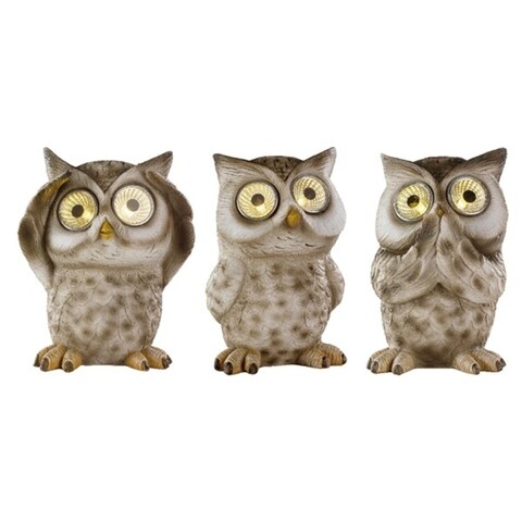 Set 3 lampi solare de gradina Owl, Lumineo, polirasina Decorativ