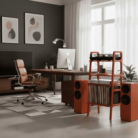 Suport pentru pick-up, Hanah Home, CPT4848-50, 50x90x40 cm, PLACAJ CARPEN, Rosu