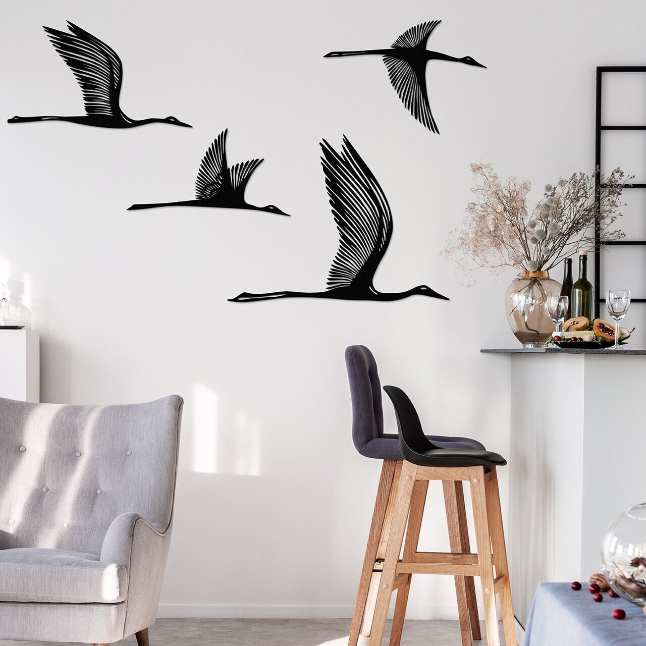 Set de accesorii decorative de perete din metal, Magnifico, Metal, Grosime: 1,2 mm, Negru