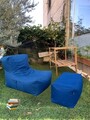 Set fotolii tip puf (2 piese), Pufito, 535PFT1212, Poliester, Albastru