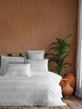 Lenjerie de pat dubla 3 piese, Max Yollu Saten - White, EnLora Home, 70% bumbac/30% poliester