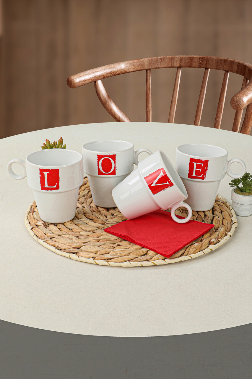 Set cani Hermia 275KRM1594 Antibacterian Alb/Rosu