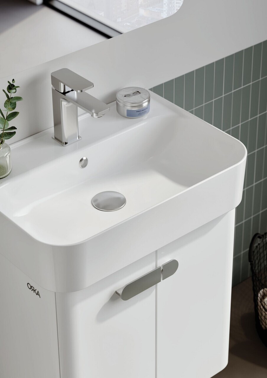 Set Dulap de Baie cu Chiuvetă și Oglindă (2 Piese), Hanah Home, Orbit 55, Alb — imaginea 6