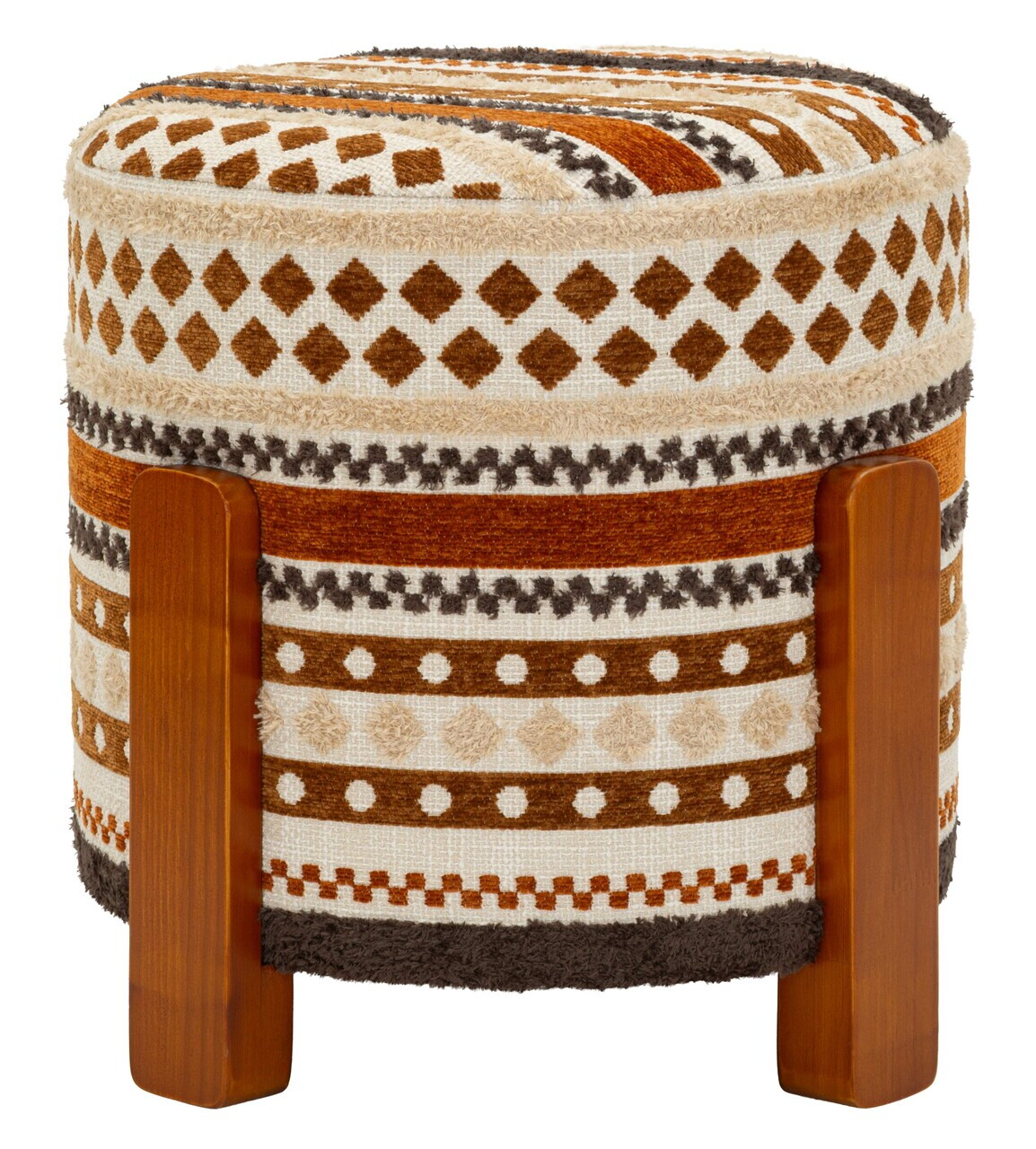 Taburet, Mauro Ferretti, Ethnic, 42x40 cm, poliester/lemn masiv, multicolor — imaginea 6