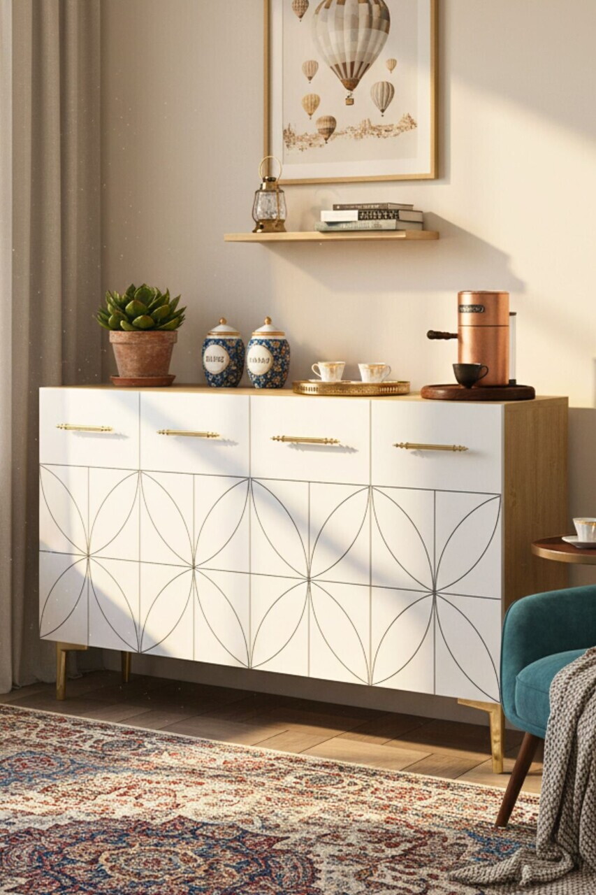 Consola, Hanah Home, Eliz 120, 120x75x32 cm, Stejar Safir / Alb — imaginea 2