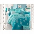 Lenjerie de pat double Simay Turquoise, amestec bumbac