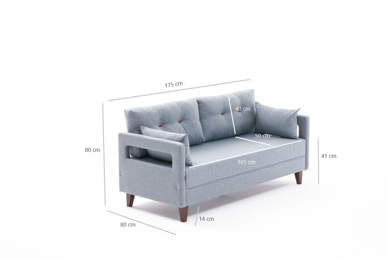 Canapea Fixa Comfort, Balcab Home, 2 Locuri, 175x80x80 Cm, Lemn, Albastru