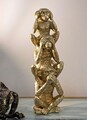 Figurina /sculptura decorativa  Monkeys Tower, Mauro Ferretti, 10.5x30 cm, polirasina, auriu