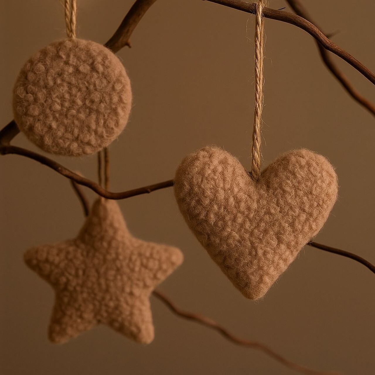 Ornament de Crăciun, 3 Lu Set, 80% POLIESTER/20% IUȚĂ, Maro - imagine 2