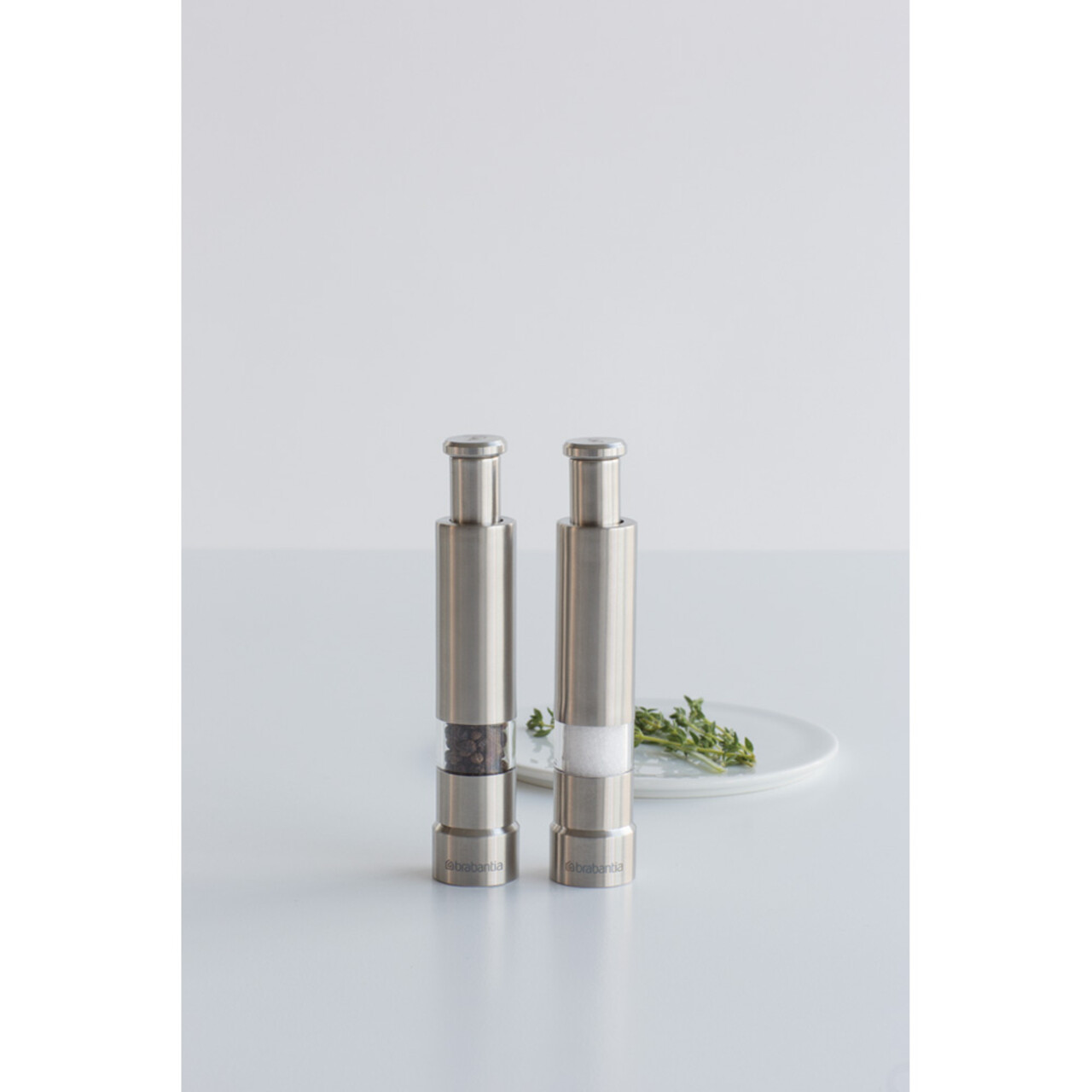 Set  2 rasnite sare si piper, Brabantia, Matt, 5.5x2.8x14 cm, inox, argintiu mat - imagine 4