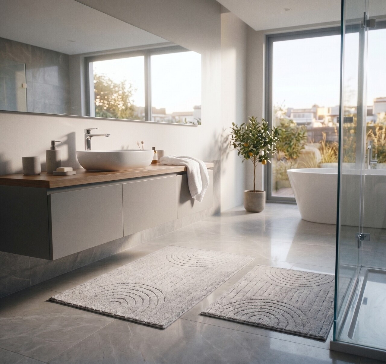 Set covorase de baie, L'essentiel Maison, Sean, Gri — imaginea 2