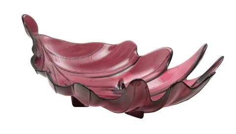 Bol decorativ, Leaf Red, Mauro Ferretti, 46x24x13 cm, sticla reciclata