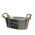 Set 4 ghivece Flower & Garden Oval, Decoris, zinc, argintiu