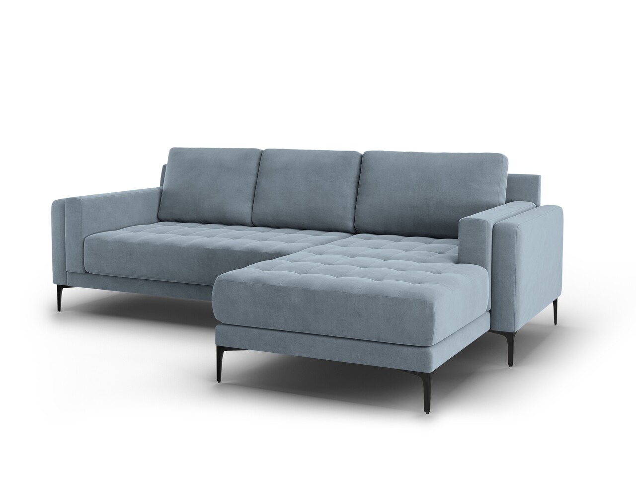 Coltar Dreapta, Orrino, Mazzini Sofas, 4 Locuri, 242x164x82 Cm, Catifea, Albastru Deschis