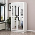 Dulap pentru haine, Minerva, Kale Chain Mirror White, 90x190x52 cm, PAL, Alb