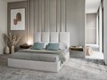 Pat tapitat cu somiera rabatabila si lada depozitare, Juniper, Mazzini Sofas, 208x170x104 cm, catifea, gri deschis
