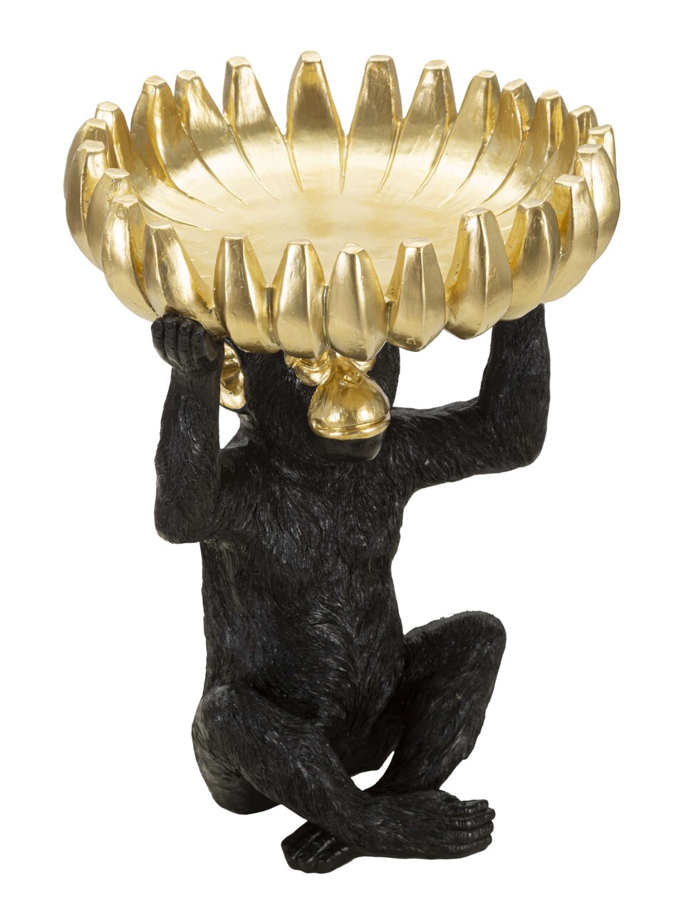 Statueta / figurina decorativa cu tava Monkey, Mauro Ferretti, 23x31.5 cm, polirasina, negru/auriu