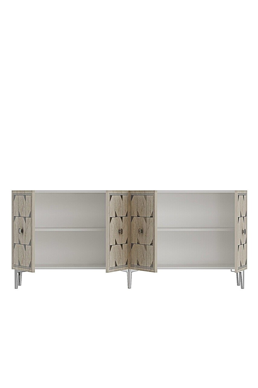 Consola, Hanah Home, Moka 180, 180x75x32 cm, White / Travertine / Silver — imaginea 6