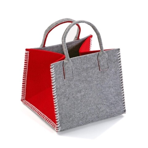 Cos de depozitare Digna, Versa, 30x30x25 cm, fetru, gri/rosu