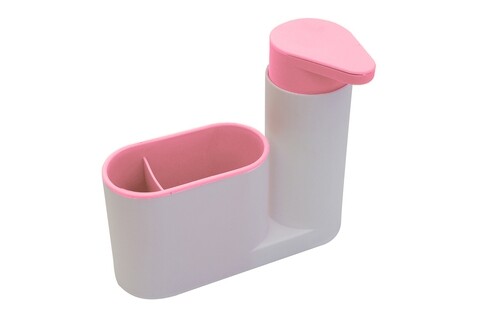 Organizator pentru chiuveta 2in1 Bedora, plastic, alb/roz