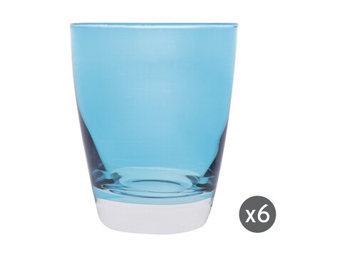 Set 6 pahare, Happy Colour, Excelsa, 300 ml, sticla, albastru deschis