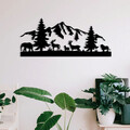 Decoratiune de perete, Mountain, metal, 70 x 30 cm, negru