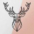 Decoratiune de perete, Deer Metal Decor 2, metal, 60 x 65 cm, negru