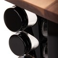 Set 12 recipiente pentru condimente si suport Lenne, Homla, 16x16x28 cm, sticla/lemn/inox, negru/maro