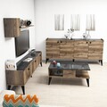 Mobilier pentru living Lidya, Almaren, 4 piese, 180x35x49 cm, maro