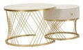 Set 2 masute de cafea Votix, Mauro Ferretti, 70x48 cm, 50x43.5 cm, lemn de pin/MDF/metal, crem/auriu