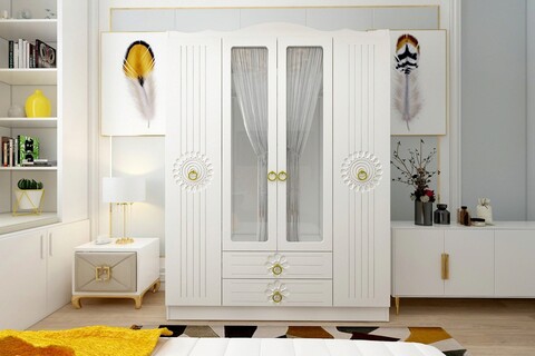 Dulap pentru haine, Glenevis, Elif 404, 140x186x50 cm, Alb Glenevis