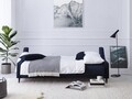 Canapea extensibila, Freesia, Mazzini Sofas, 3 locuri, cu lada de depozitare, 215x94x90 cm, catifea, albastru regal