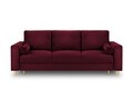 Canapea extensibila, Mimosa, Mazzini Sofas, 3 locuri, cu lada de depozitare, 220x100x92 cm, catifea, rosu
