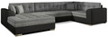 Coltar extensibil stanga 5 locuri ELTAP, Damario, 338x189x78 cm, lemn/poliester, gri inchis/negru