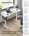Birou reglabil pe inaltime, Songmics, 140x60x72-120 cm, PAL/otel, alb/bej