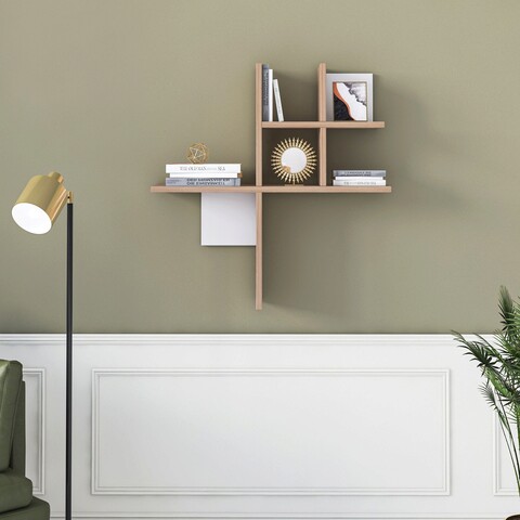 Raft de perete, minima, balance, 74x75x22 cm, stejar / alb