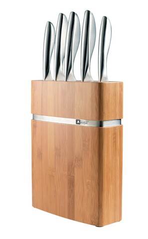 Set 5 cutite + suport din lemn de bambus, Richardson Sheffield, Forme, inox