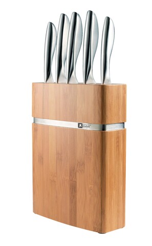 Set 5 cutite + suport din lemn de bambus, richardson sheffield, forme, inox
